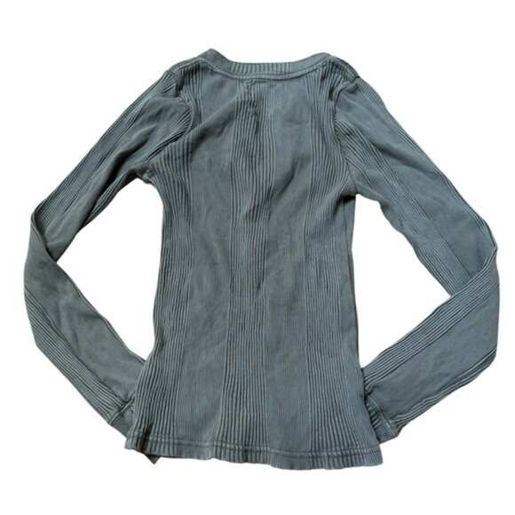 Aerie Ribbed Long Sleeve Shirt Half Button-down Size Small - Picture 2 of 5